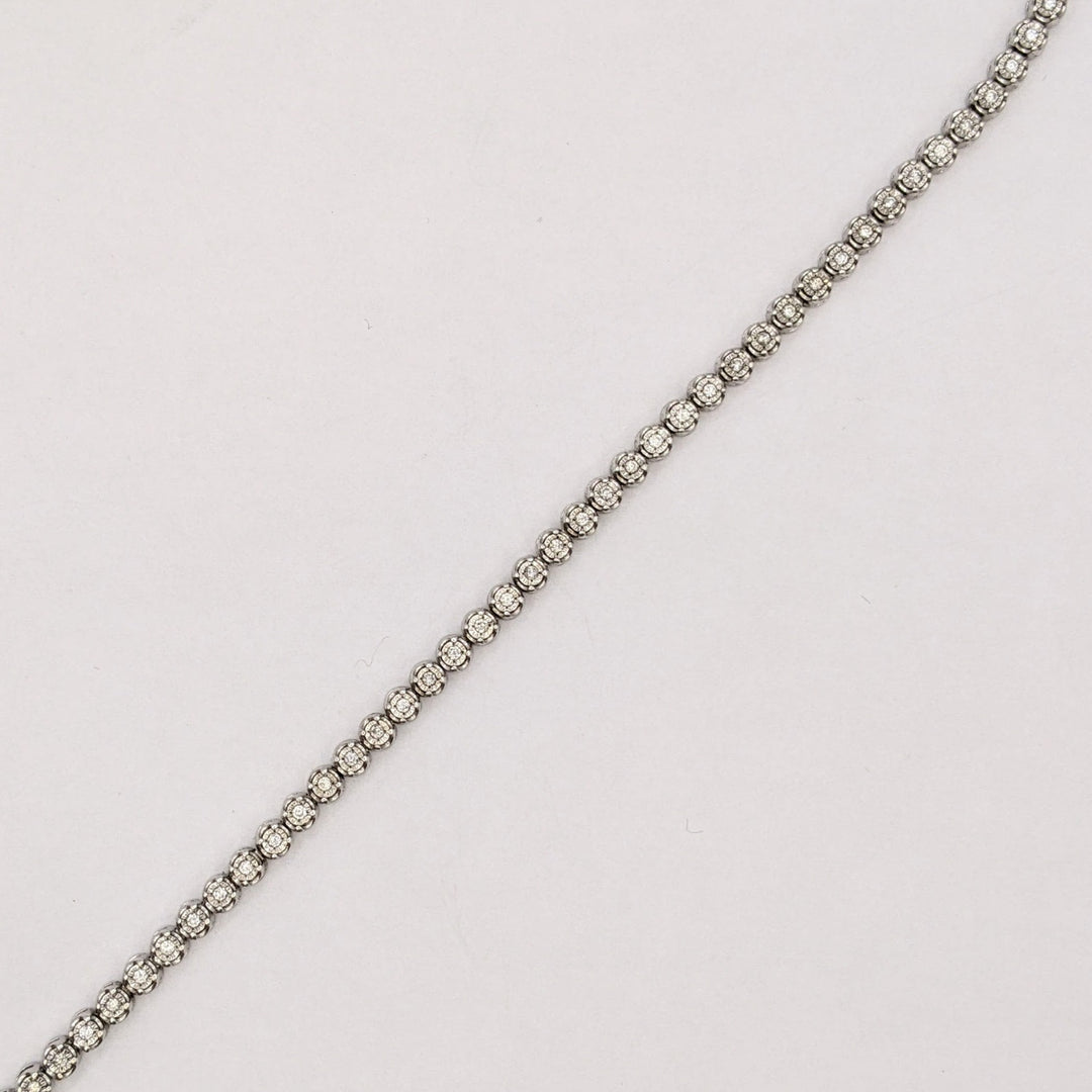 STERLING SILVER DIAMOND ROUND (5) ESTATE BRACELET 11.2 GRAMS