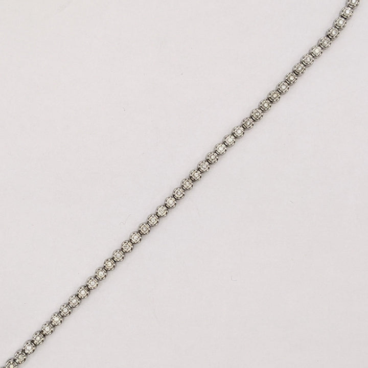 STERLING SILVER DIAMOND ROUND (5) ESTATE BRACELET 11.2 GRAMS