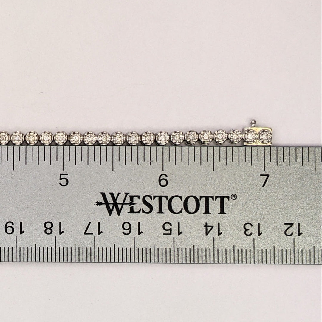 STERLING SILVER DIAMOND ROUND (5) ESTATE BRACELET 11.2 GRAMS
