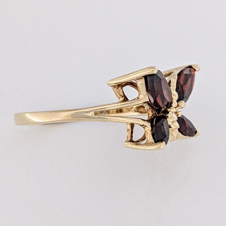 10K GARNET MARQUISE (4) BUTTERFLY ESTATE RING 2.7 GRAMS