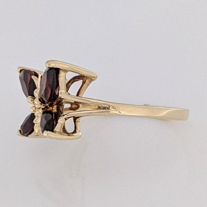 10K GARNET MARQUISE (4) BUTTERFLY ESTATE RING 2.7 GRAMS