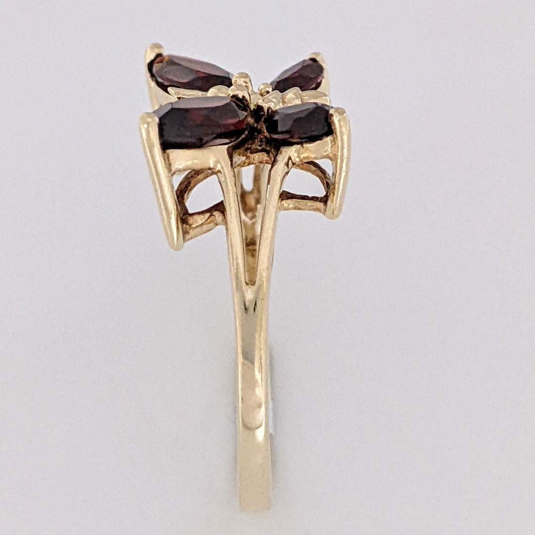 10K GARNET MARQUISE (4) BUTTERFLY ESTATE RING 2.7 GRAMS
