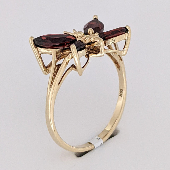 10K GARNET MARQUISE (4) BUTTERFLY ESTATE RING 2.7 GRAMS