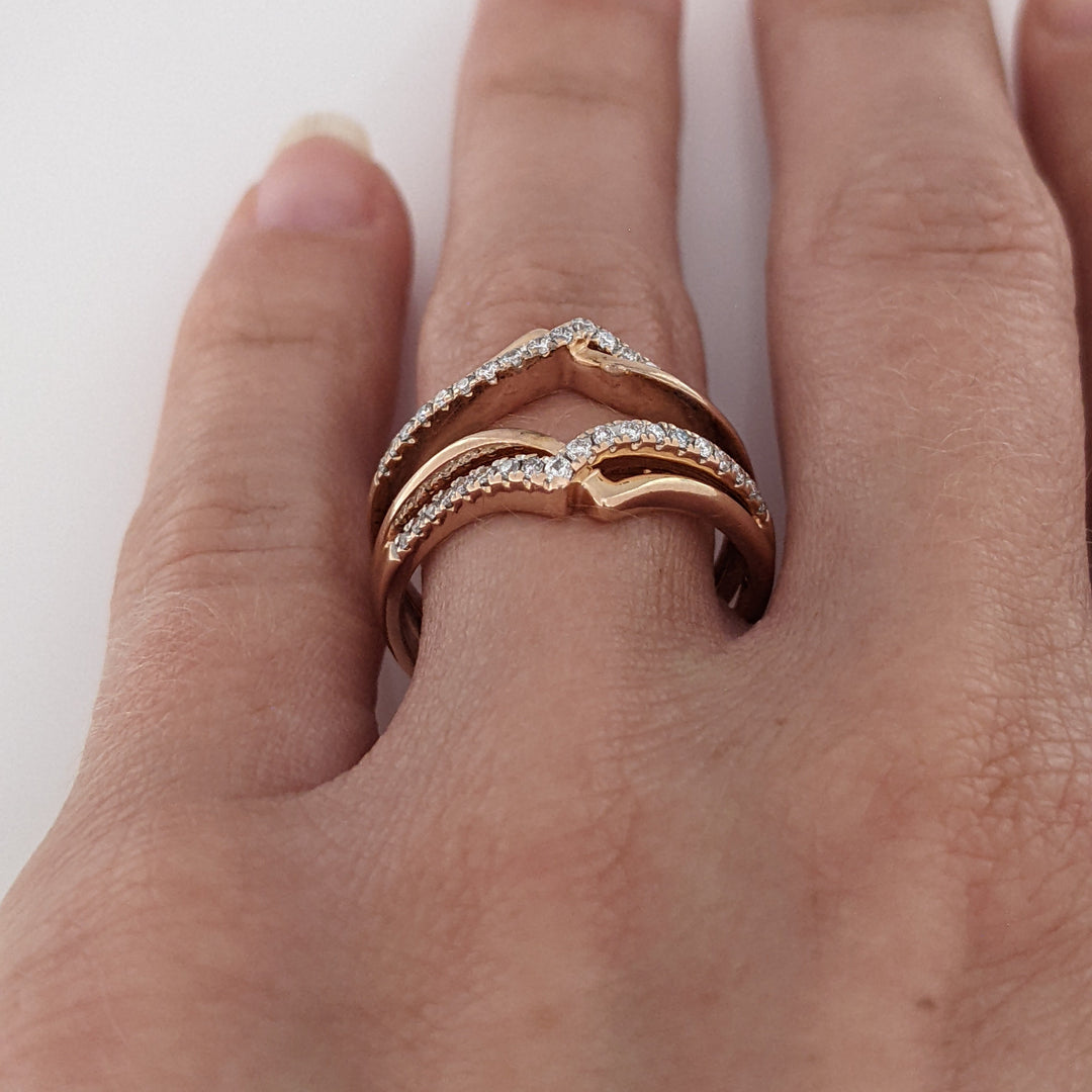 14K ROSE .25 CARAT TOTAL WEIGHT SI H-I DIAMOND ROUND (38) ESTATE RING JACKET 4.5 GRAMS