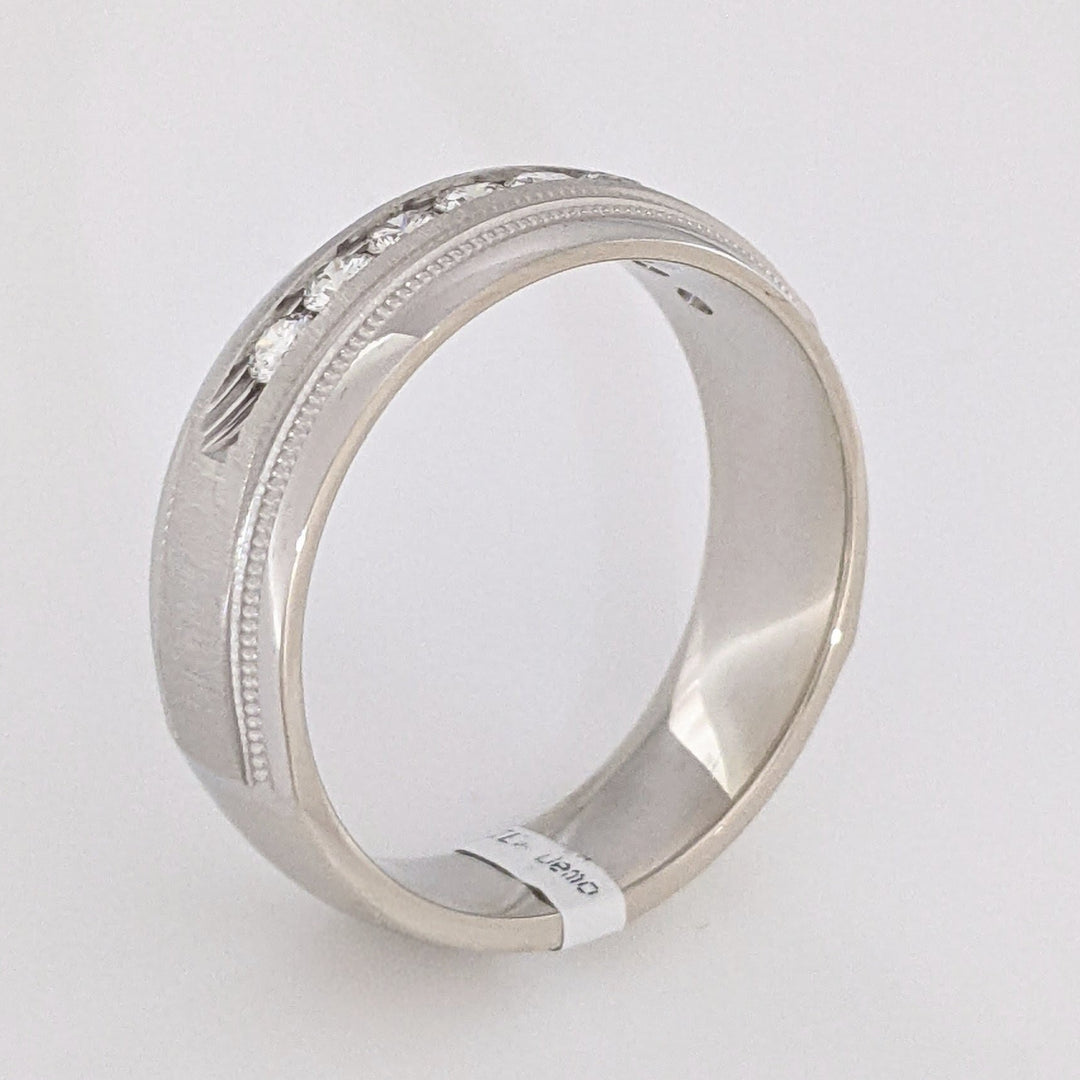 14K WHITE .48 CARAT TOTAL WEIGHT SI1 I DIAMOND ROUND (8) MILGRAIN DESIGN ESTATE BAND 9.3 GRAMS