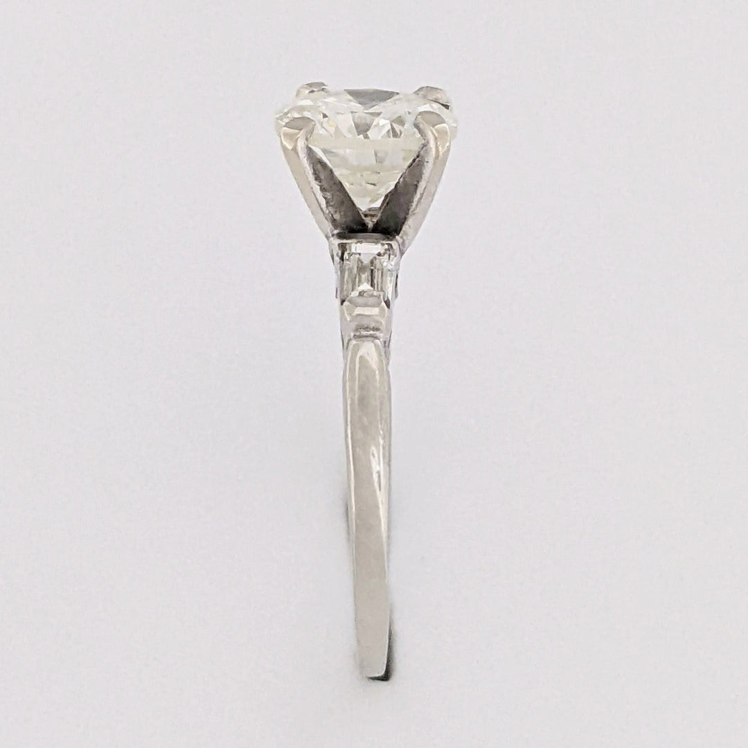 14K WHITE 2.15 CARAT TOTAL SI1 M DIAMOND ROUND (1) BAGUETTE (2) ESTATE RING 2.8 GRAMS