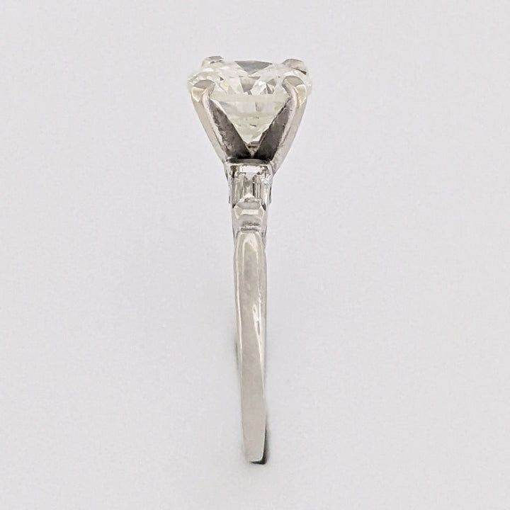 14K WHITE 2.15 CARAT TOTAL SI1 M DIAMOND ROUND (1) BAGUETTE (2) ESTATE RING 2.8 GRAMS