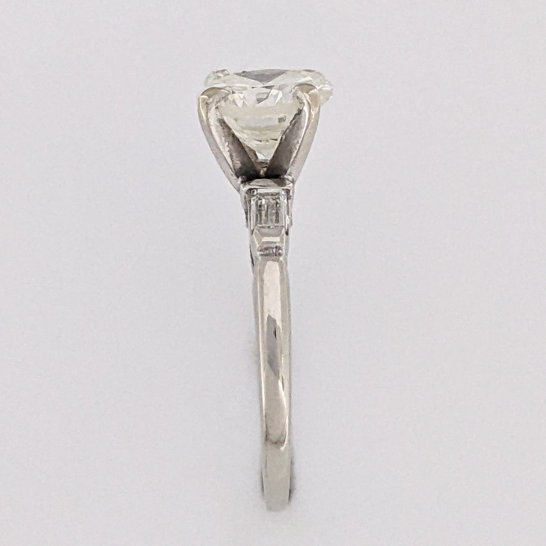 14K WHITE 2.15 CARAT TOTAL SI1 M DIAMOND ROUND (1) BAGUETTE (2) ESTATE RING 2.8 GRAMS