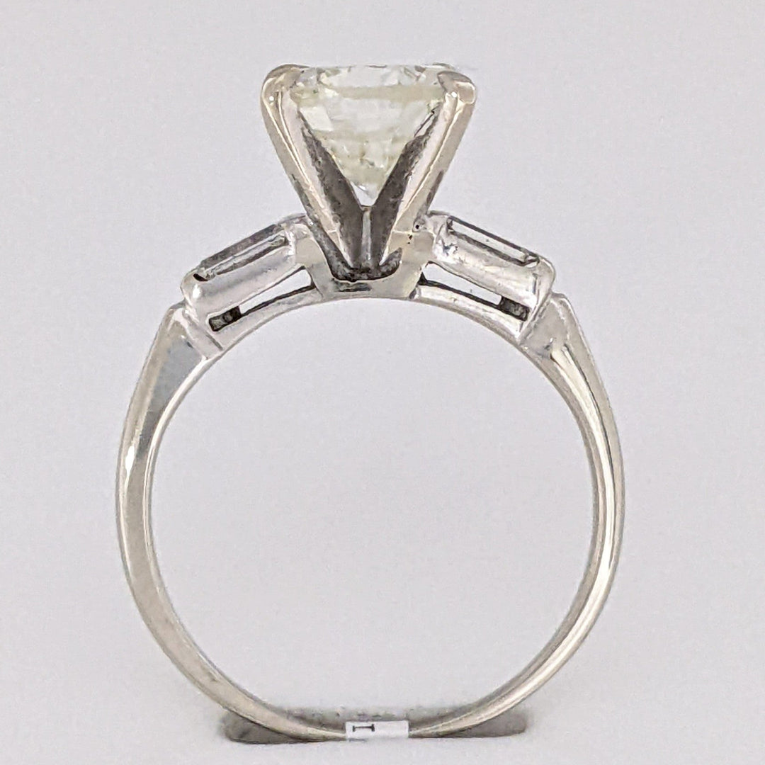 14K WHITE 2.15 CARAT TOTAL SI1 M DIAMOND ROUND (1) BAGUETTE (2) ESTATE RING 2.8 GRAMS