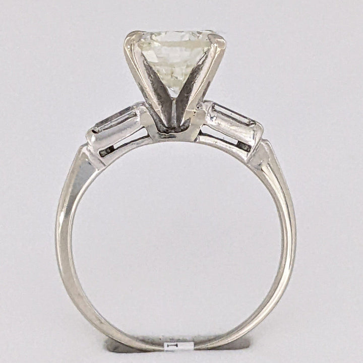14K WHITE 2.15 CARAT TOTAL SI1 M DIAMOND ROUND (1) BAGUETTE (2) ESTATE RING 2.8 GRAMS