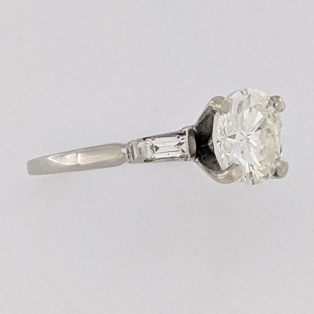 14K WHITE 2.15 CARAT TOTAL SI1 M DIAMOND ROUND (1) BAGUETTE (2) ESTATE RING 2.8 GRAMS
