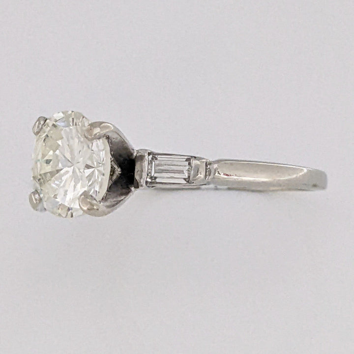 14K WHITE 2.15 CARAT TOTAL SI1 M DIAMOND ROUND (1) BAGUETTE (2) ESTATE RING 2.8 GRAMS