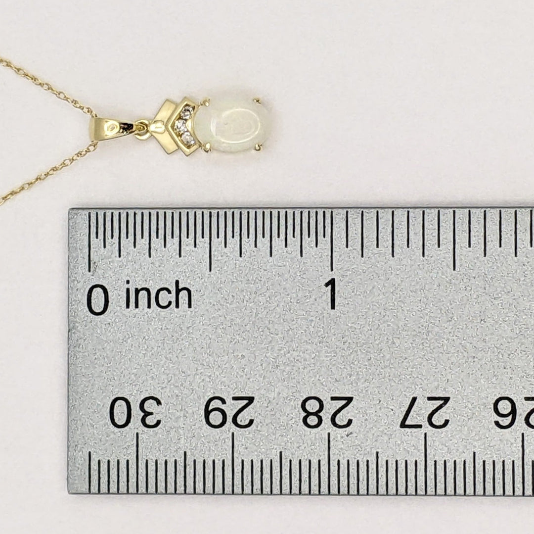 10K OPAL OVAL 6X8 WITH (3) MELEE ESTATE PENDANT & CHAIN 1.4 GRAMS