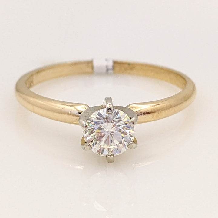 14K .47 CARAT TOTAL I1 J DIAMOND ROUND SOLITAIRE ESTATE RING 2.1 GRAMS