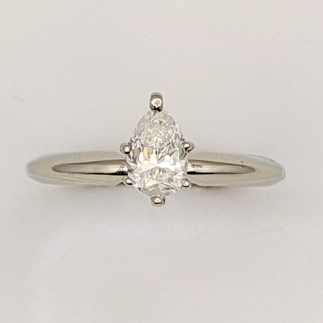 14K WHITE .68 CARAT TOTAL I1 E DIAMOND PEAR ESTATE RING 2.9 GRAMS