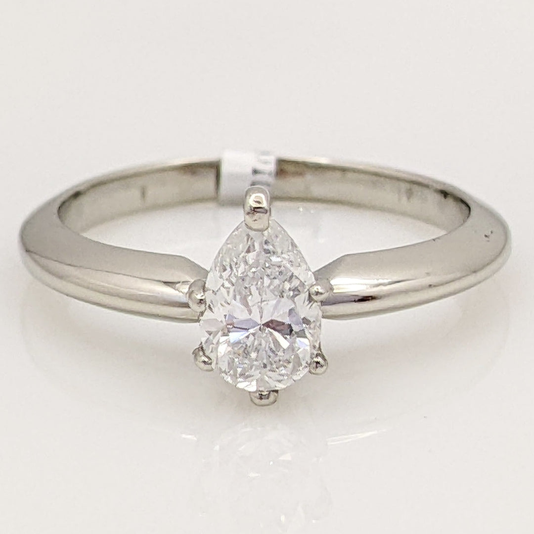 14K WHITE .68 CARAT TOTAL I1 E DIAMOND PEAR ESTATE RING 2.9 GRAMS