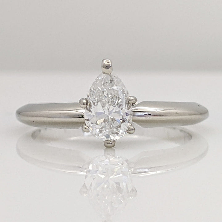 14K WHITE .68 CARAT TOTAL I1 E DIAMOND PEAR ESTATE RING 2.9 GRAMS