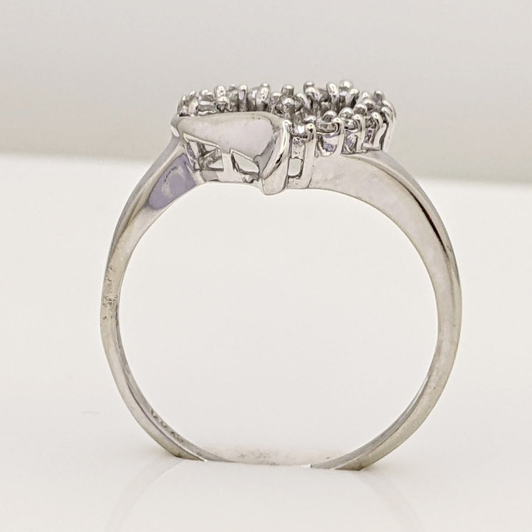 10K WHITE DIAMOND ROUND (17) OPEN HEART ESTATE RING 2.1 GRAMS