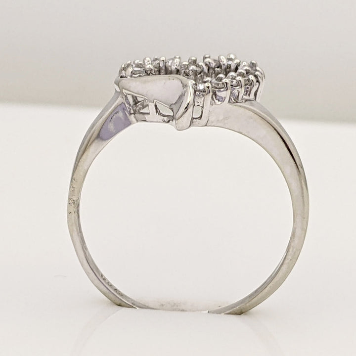 10K WHITE DIAMOND ROUND (17) OPEN HEART ESTATE RING 2.1 GRAMS
