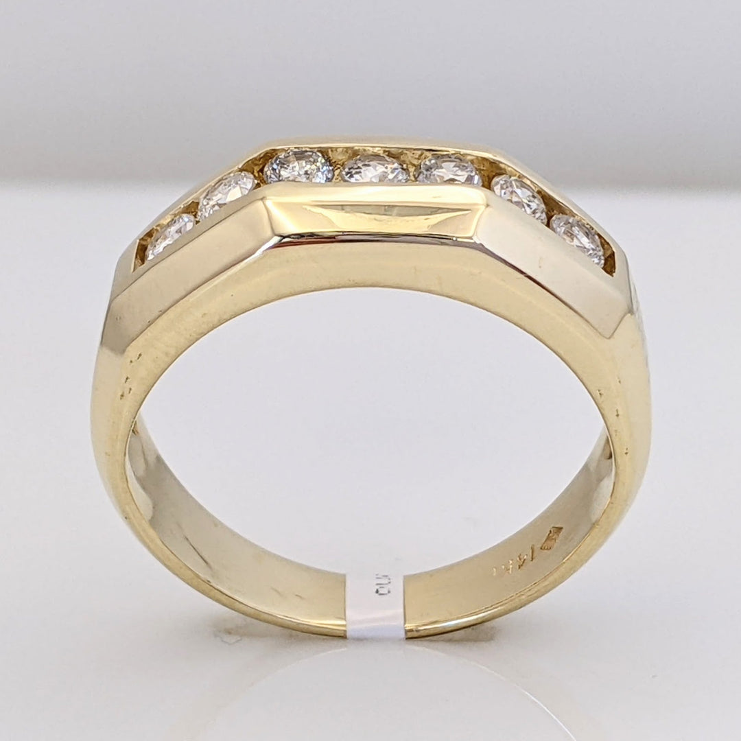 14K .50 CARAT TOTAL WEIGHT I1 I DIAMOND ROUND (7) CHANNEL SET BRUSHED ESTATE BAND 6.3 GRAMS