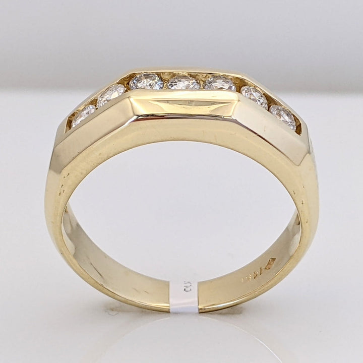 14K .50 CARAT TOTAL WEIGHT I1 I DIAMOND ROUND (7) CHANNEL SET BRUSHED ESTATE BAND 6.3 GRAMS