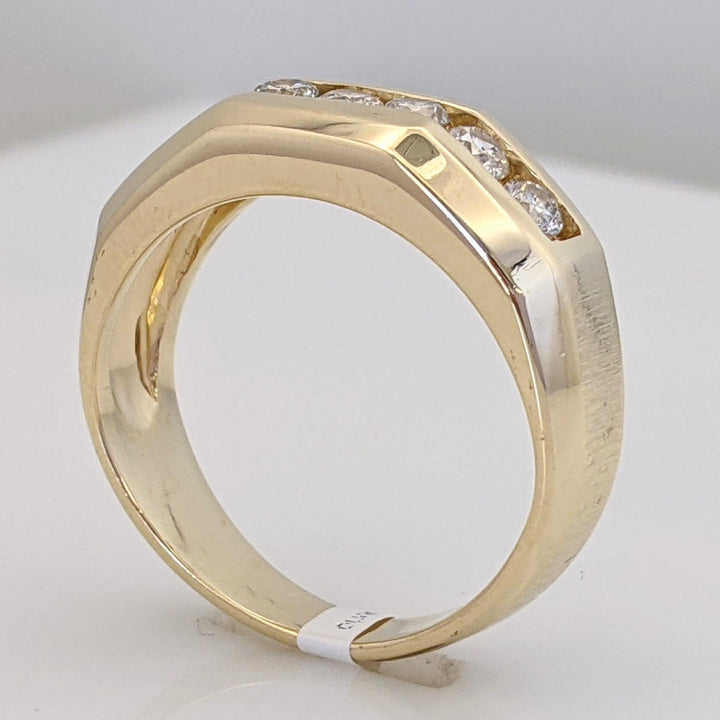 14K .50 CARAT TOTAL WEIGHT I1 I DIAMOND ROUND (7) CHANNEL SET BRUSHED ESTATE BAND 6.3 GRAMS