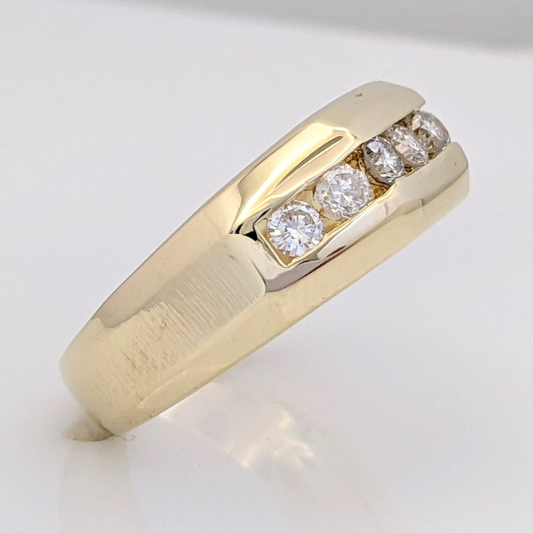 14K .50 CARAT TOTAL WEIGHT I1 I DIAMOND ROUND (7) CHANNEL SET BRUSHED ESTATE BAND 6.3 GRAMS
