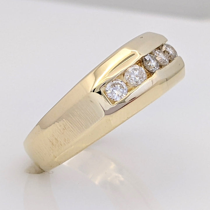 14K .50 CARAT TOTAL WEIGHT I1 I DIAMOND ROUND (7) CHANNEL SET BRUSHED ESTATE BAND 6.3 GRAMS