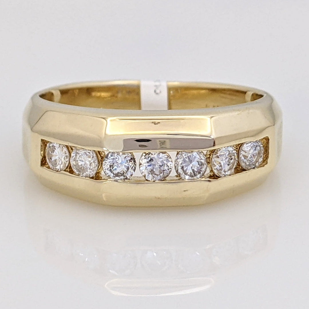 14K .50 CARAT TOTAL WEIGHT I1 I DIAMOND ROUND (7) CHANNEL SET BRUSHED ESTATE BAND 6.3 GRAMS