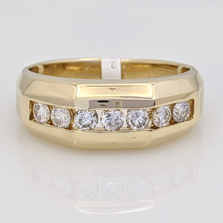 14K .50 CARAT TOTAL WEIGHT I1 I DIAMOND ROUND (7) CHANNEL SET BRUSHED ESTATE BAND 6.3 GRAMS