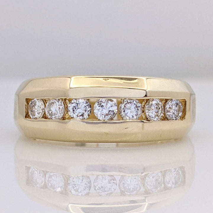 14K .50 CARAT TOTAL WEIGHT I1 I DIAMOND ROUND (7) CHANNEL SET BRUSHED ESTATE BAND 6.3 GRAMS
