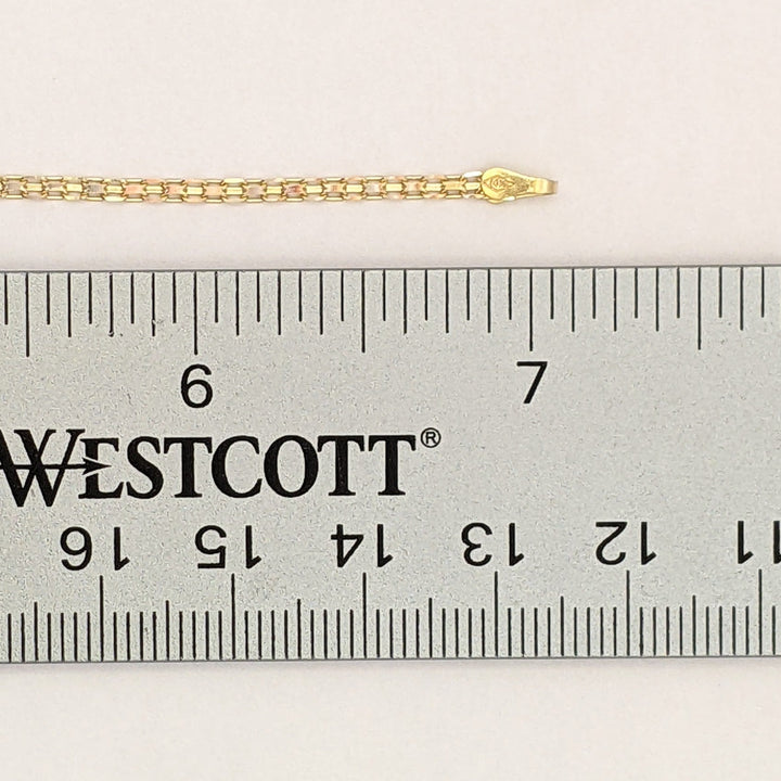 14K RUBY ROUND (5) 2MM WITH (4) MELEE ESTATE BRACELET 3.1 GRAMS