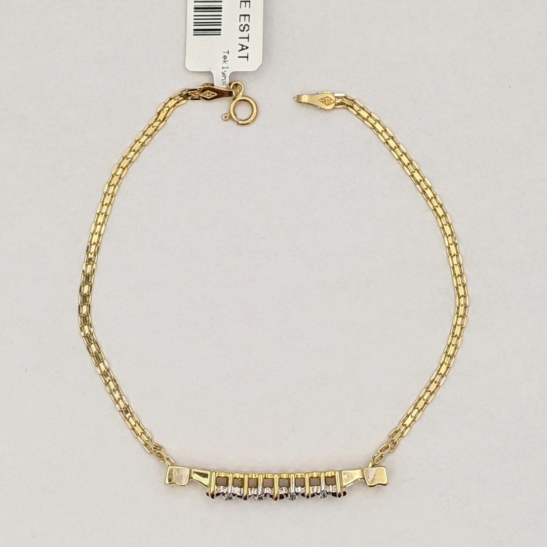 14K RUBY ROUND (5) 2MM WITH (4) MELEE ESTATE BRACELET 3.1 GRAMS