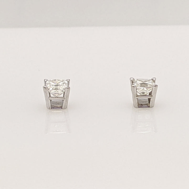 14K WHITE .47 CARAT TOTAL WEIGHT I1 I DIAMOND PRINCESS CUT (2) ESTATE STUD EARRINGS 0.6 GRAMS