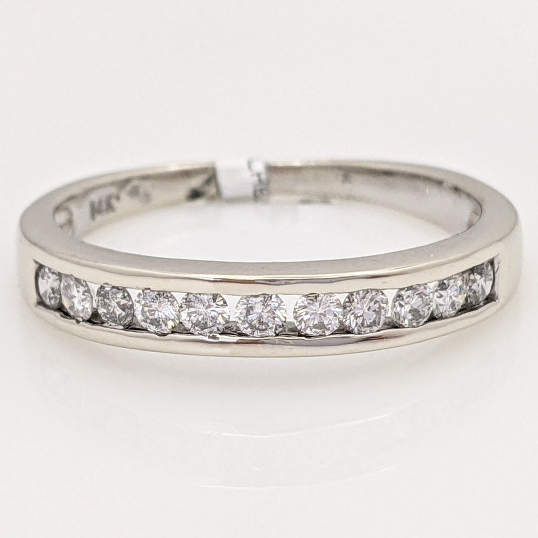 14K WHITE .44 CARAT TOTAL WEIGHT I1 J DIAMOND ROUND (11) ESTATE CHANNEL SET BAND 2.8 GRAMS