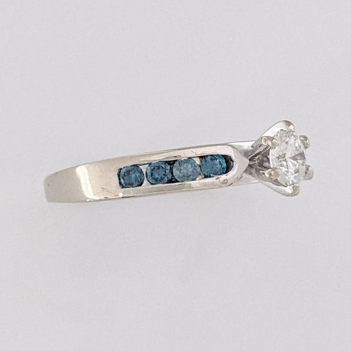 14K WHITE .54 CARAT TOTAL WEIGHT I1 H (10) BLUE (8) CHANNEL SET ESTATE RING 2.8 GRAMS