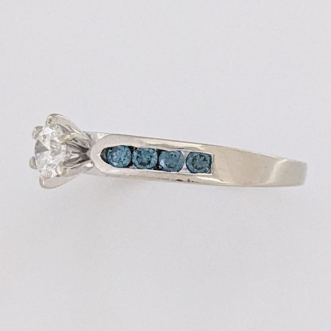 14K WHITE .54 CARAT TOTAL WEIGHT I1 H (10) BLUE (8) CHANNEL SET ESTATE RING 2.8 GRAMS