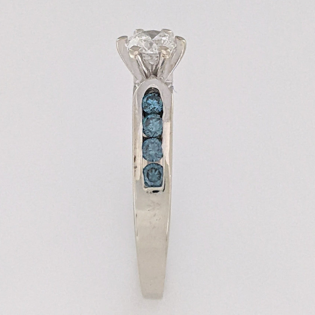14K WHITE .54 CARAT TOTAL WEIGHT I1 H (10) BLUE (8) CHANNEL SET ESTATE RING 2.8 GRAMS