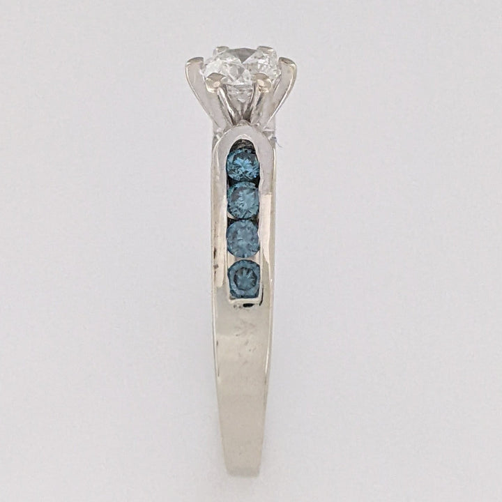 14K WHITE .54 CARAT TOTAL WEIGHT I1 H (10) BLUE (8) CHANNEL SET ESTATE RING 2.8 GRAMS