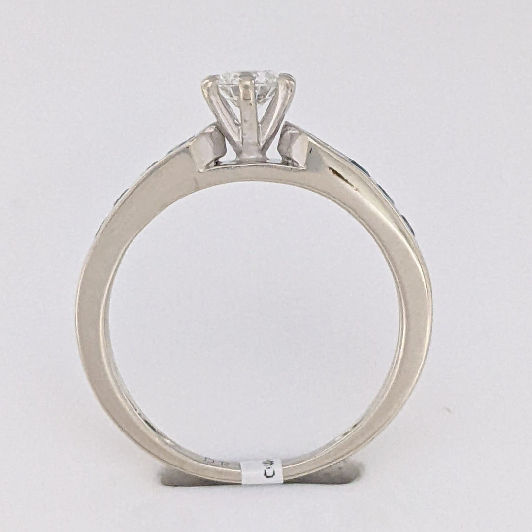 14K WHITE .54 CARAT TOTAL WEIGHT I1 H (10) BLUE (8) CHANNEL SET ESTATE RING 2.8 GRAMS