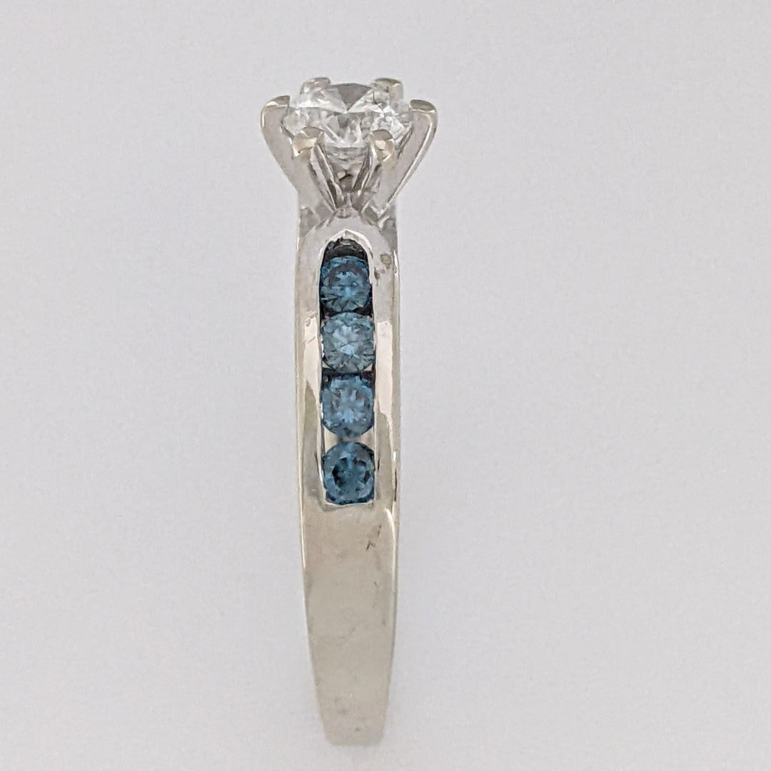 14K WHITE .54 CARAT TOTAL WEIGHT I1 H (10) BLUE (8) CHANNEL SET ESTATE RING 2.8 GRAMS