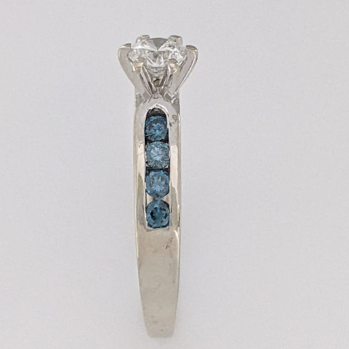 14K WHITE .54 CARAT TOTAL WEIGHT I1 H (10) BLUE (8) CHANNEL SET ESTATE RING 2.8 GRAMS