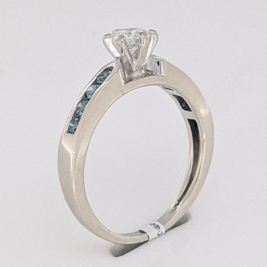 14K WHITE .54 CARAT TOTAL WEIGHT I1 H (10) BLUE (8) CHANNEL SET ESTATE RING 2.8 GRAMS