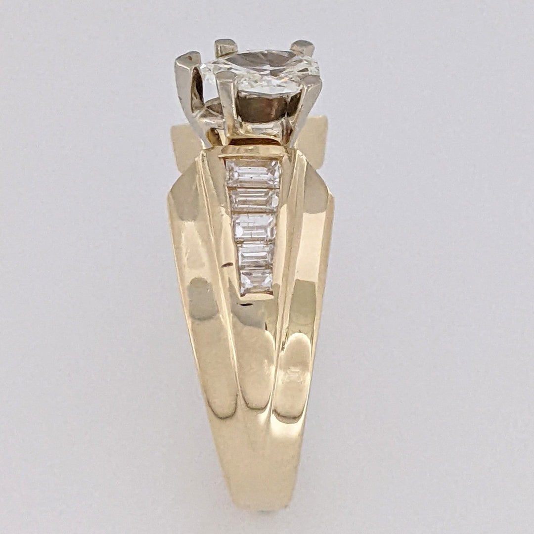 14K .97 CARAT TOTAL WEIGHT SI1 I DIAMOND PEAR (1) BAGUETTE (10) ESTATE RING 6.1 GRAMS