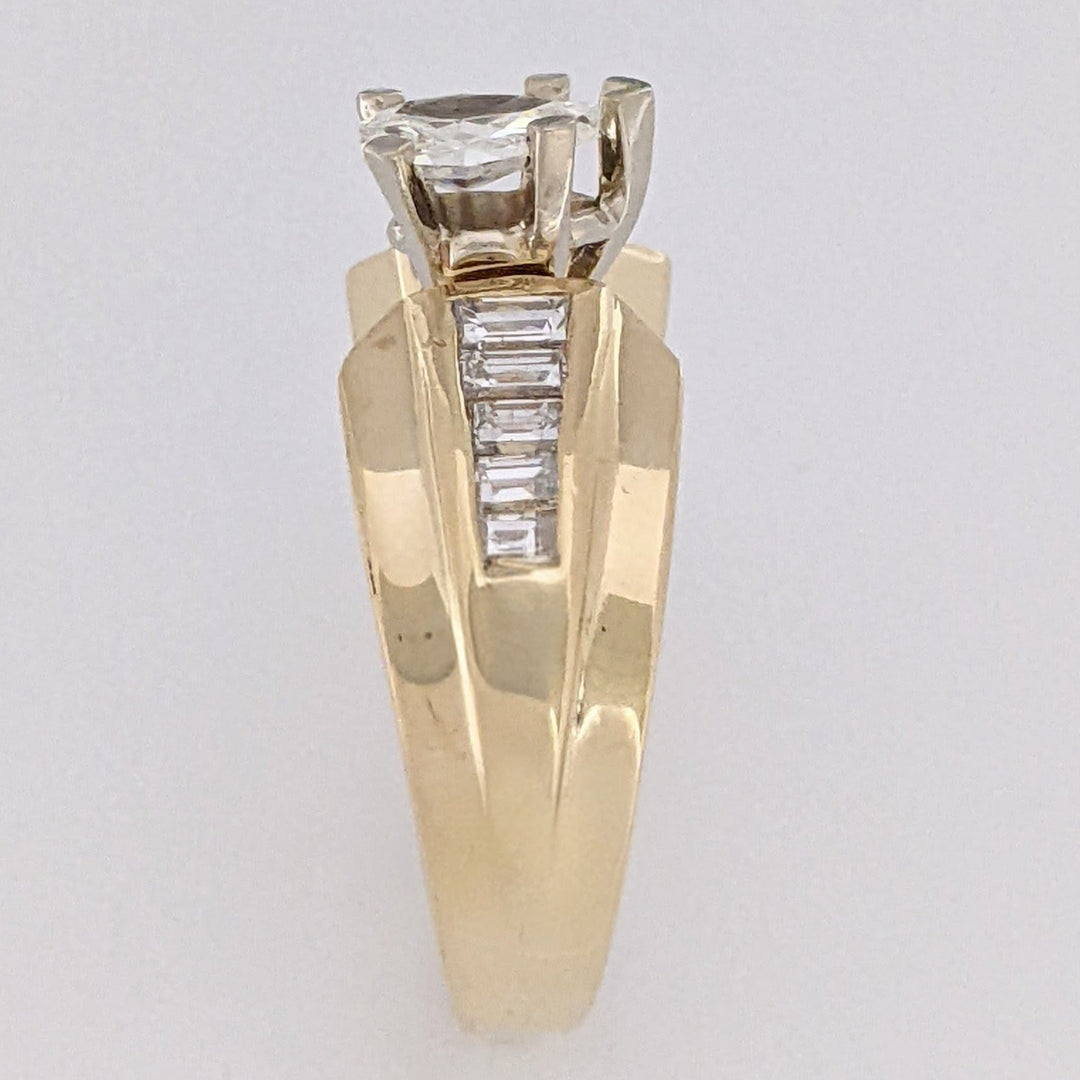 14K .97 CARAT TOTAL WEIGHT SI1 I DIAMOND PEAR (1) BAGUETTE (10) ESTATE RING 6.1 GRAMS