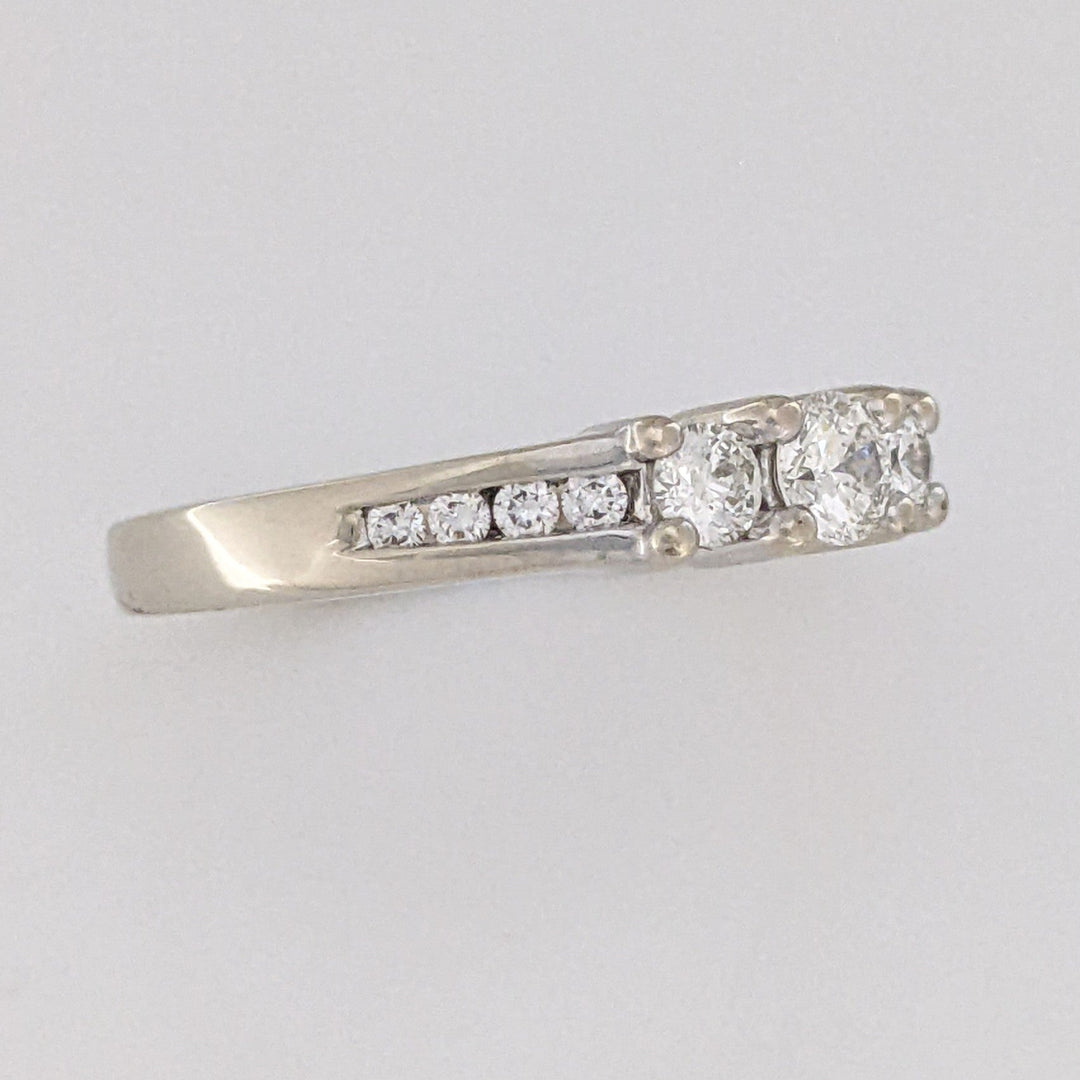 14K WHITE .47 CARAT TOTAL WEIGHT SI2 J DIAMOND ROUND (11) ESTATE TRINITY RING 4.3 GRAMS