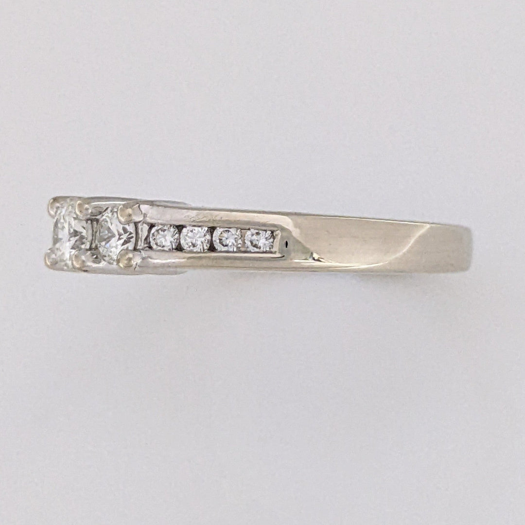 14K WHITE .47 CARAT TOTAL WEIGHT SI2 J DIAMOND ROUND (11) ESTATE TRINITY RING 4.3 GRAMS