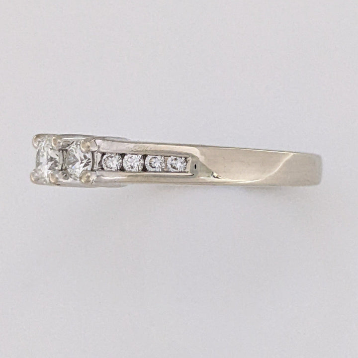 14K WHITE .47 CARAT TOTAL WEIGHT SI2 J DIAMOND ROUND (11) ESTATE TRINITY RING 4.3 GRAMS