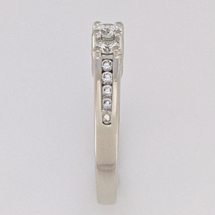 14K WHITE .47 CARAT TOTAL WEIGHT SI2 J DIAMOND ROUND (11) ESTATE TRINITY RING 4.3 GRAMS