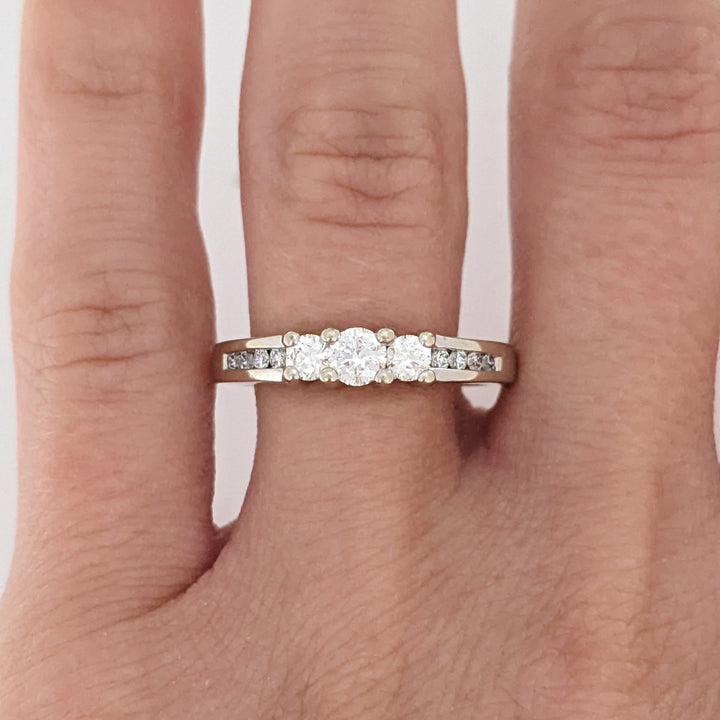 14K WHITE .47 CARAT TOTAL WEIGHT SI2 J DIAMOND ROUND (11) ESTATE TRINITY RING 4.3 GRAMS